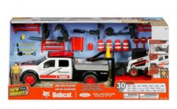 NEW BRIGHT – ENSEMBLE DE VÉHICULES DE CHANTIER FORD SUPER DUTY AVEC CHARGEUR BOBCAT (30 PIÈCES)